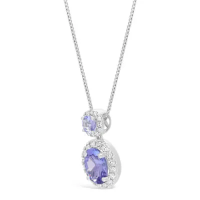 Womens 1/6 CT. T.W. Genuine Blue Tanzanite 10K White Gold Pendant Necklace