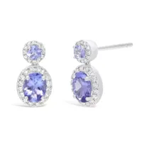 1/4 CT. T.W. Genuine Blue Tanzanite 10K White Gold 14mm Stud Earrings