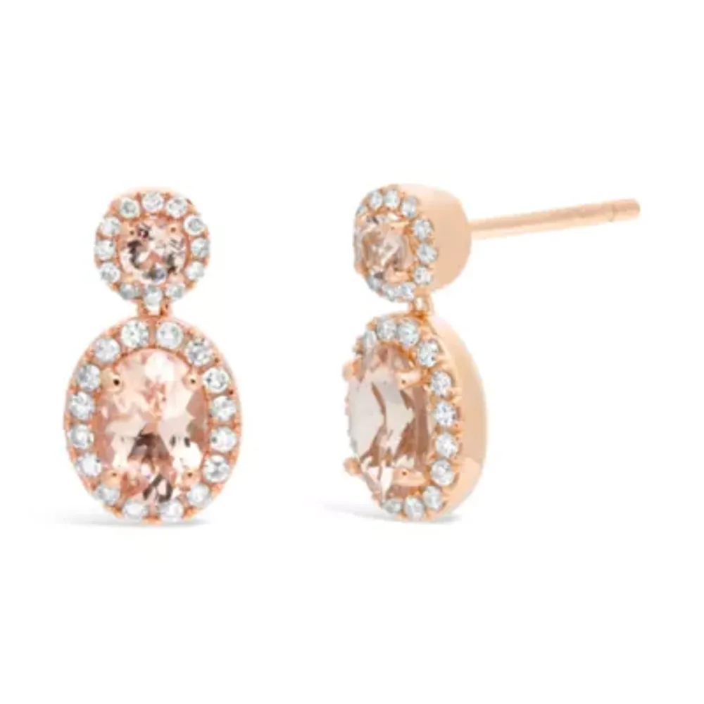 1/4 CT. T.W. Genuine Pink Morganite 10K Rose Gold 14mm Stud Earrings