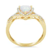 Womens 1/ CT. T.W. Genuine White Opal 10K Gold Cocktail Ring