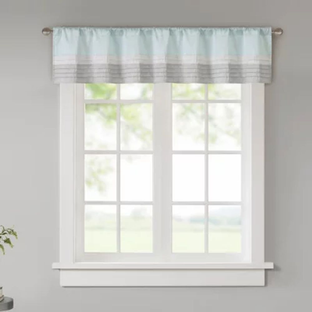 Madison Park Eastridge 50"W X 18"L Polyoni Pintuck-Striped Rod Pocket Tailored Valance