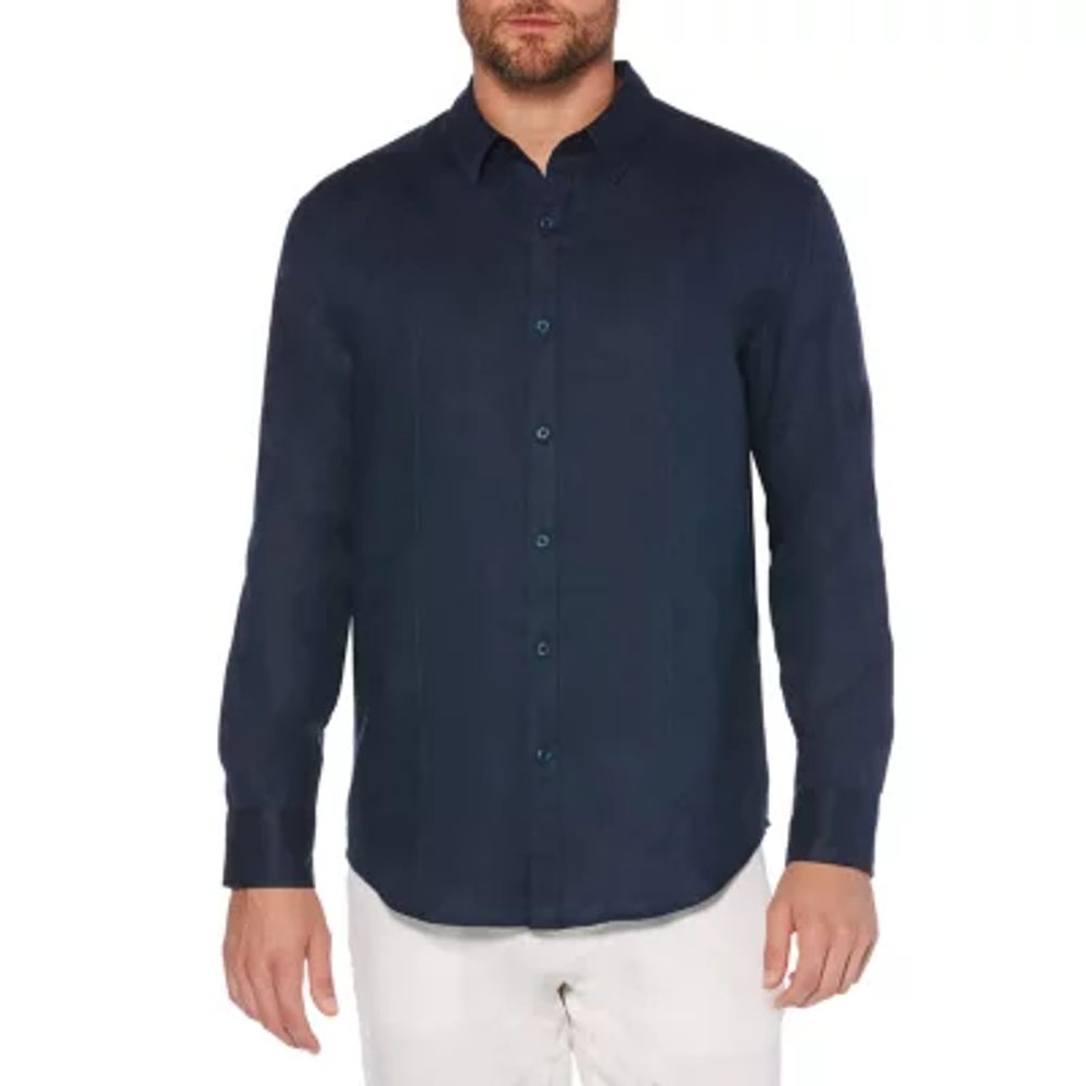 Cubavera Mens Regular Fit Long Sleeve Button-Down Shirt