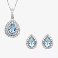 Gemstone Sterling Silver 2-Pc Pear Jewelry Set