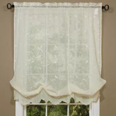 Hathaway Embroidered Sheer Rod Pocket Single Curtain Panel