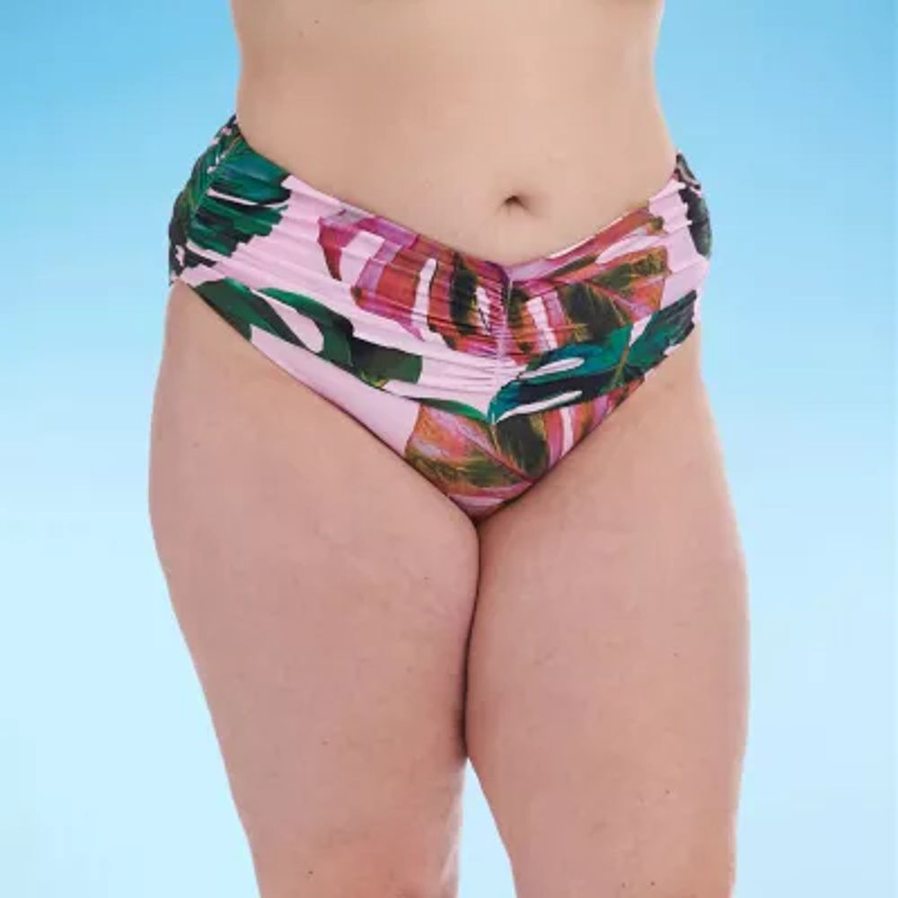 Decree Womens Leaf Hipster Bikini Swimsuit Bottom Plus