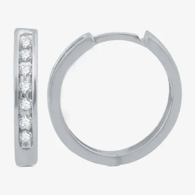 1/6 CT. T.W. Natural White Diamond 10K Gold 16.3mm Hoop Earrings