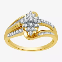 Womens 1/3 CT. T.W. Natural White Diamond 10K Gold Cluster Cocktail Ring