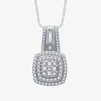 Womens 1/ CT. T.W. Natural White Diamond Sterling Silver Pendant Necklace