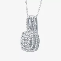 Womens 1/ CT. T.W. Natural White Diamond Sterling Silver Pendant Necklace