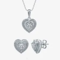 1/10 CT. T.W. Natural White Diamond Sterling Silver Heart 2-pc. Jewelry Set