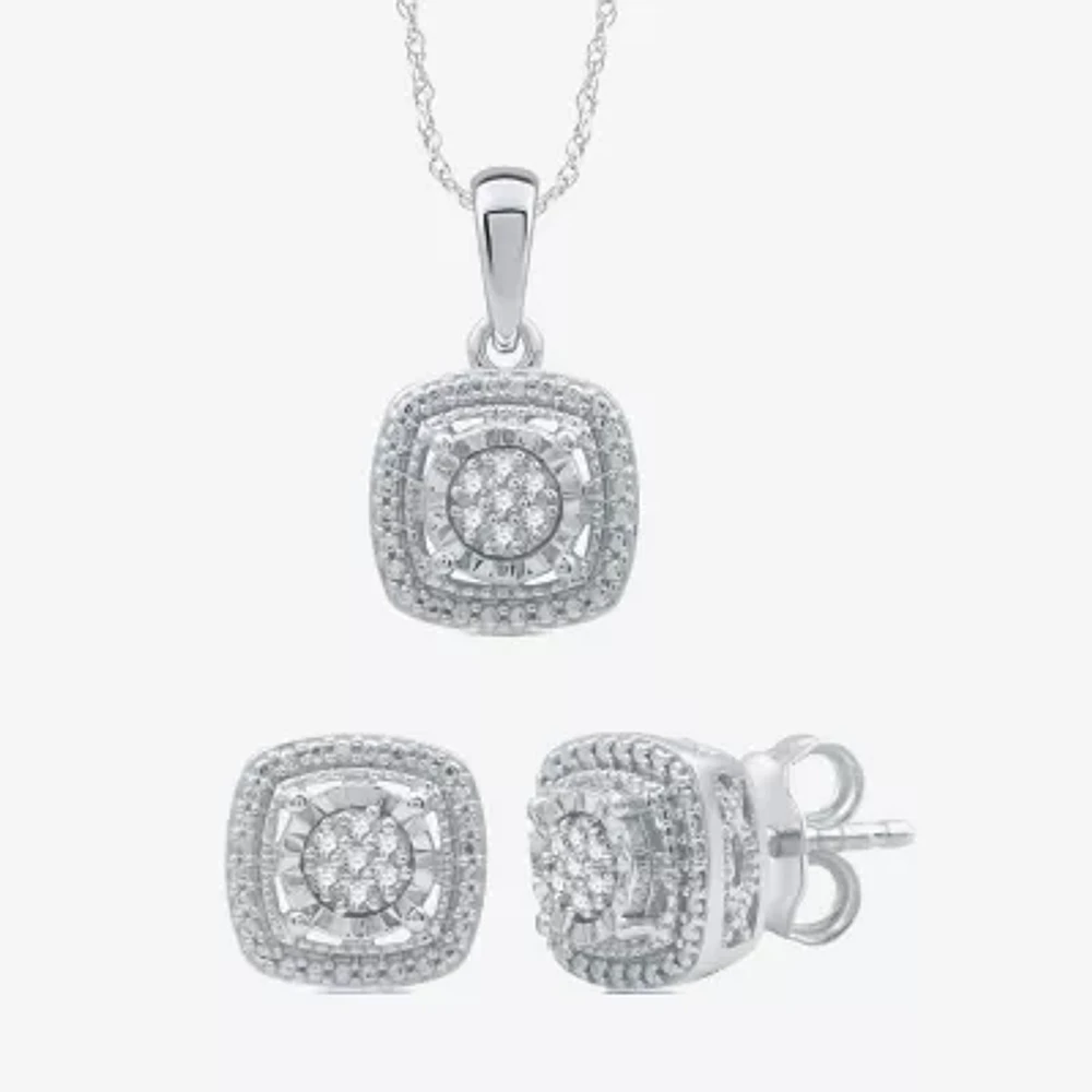 1/10 CT. T.W. Natural White Diamond Sterling Silver 2-pc. Jewelry Set