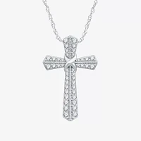 Womens / CT. T.W. Natural White Diamond Sterling Silver Cross Pendant Necklace