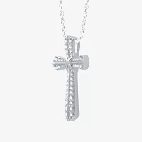 Womens / CT. T.W. Natural White Diamond Sterling Silver Cross Pendant Necklace