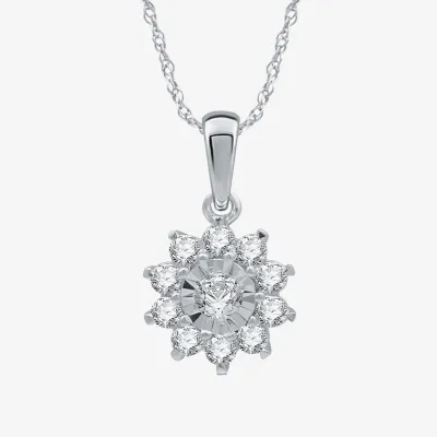 1 CT. T.W. Mined White Diamond Sterling Silver Flower 2-pc. Jewelry Set