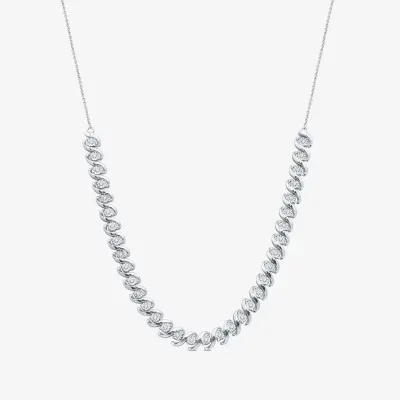 Womens 1/2 CT. T.W. Natural White Diamond Sterling Silver Tennis Necklaces