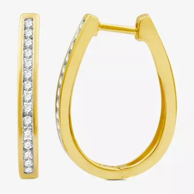 1/2 CT. T.W. Natural White Diamond  23.8mm Hoop Earrings Sterling Silver or 14K Gold Over