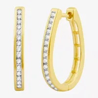 1/2 CT. T.W. Natural White Diamond  23.8mm Hoop Earrings Sterling Silver or 14K Gold Over