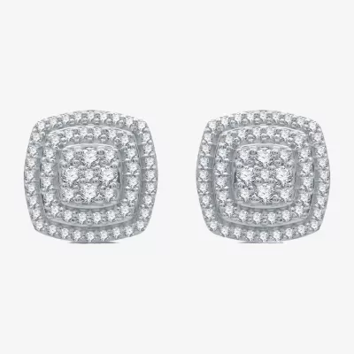1/2 CT. T.W. Natural White Diamond Sterling Silver 9.8mm Stud Earrings