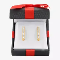1 CT. T.W. Natural White Diamond Sterling Silver 25.8mm Hoop Earrings