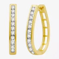 1 CT. T.W. Natural White Diamond Sterling Silver 25.8mm Hoop Earrings