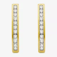 1 CT. T.W. Natural White Diamond Sterling Silver 25.8mm Hoop Earrings