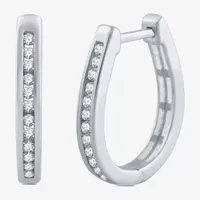 1 CT. T.W. Natural White Diamond Sterling Silver 25.8mm Hoop Earrings