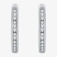 1 CT. T.W. Natural White Diamond Sterling Silver 25.8mm Hoop Earrings