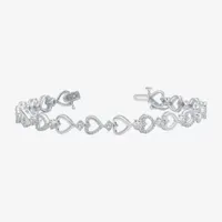 1/10 CT. T.W. Natural White Diamond Sterling Silver Heart 7 Inch Tennis Bracelet