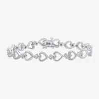 1/10 CT. T.W. Natural White Diamond Sterling Silver Heart 7 Inch Tennis Bracelet