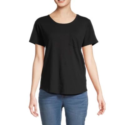 a.n.a Womens Round Neck Short Sleeve T-Shirt