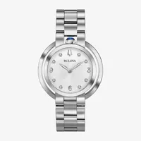 Bulova Rubaiyat Womens Diamond Accent Silver Tone Stainless Steel Bracelet Watch 96p184