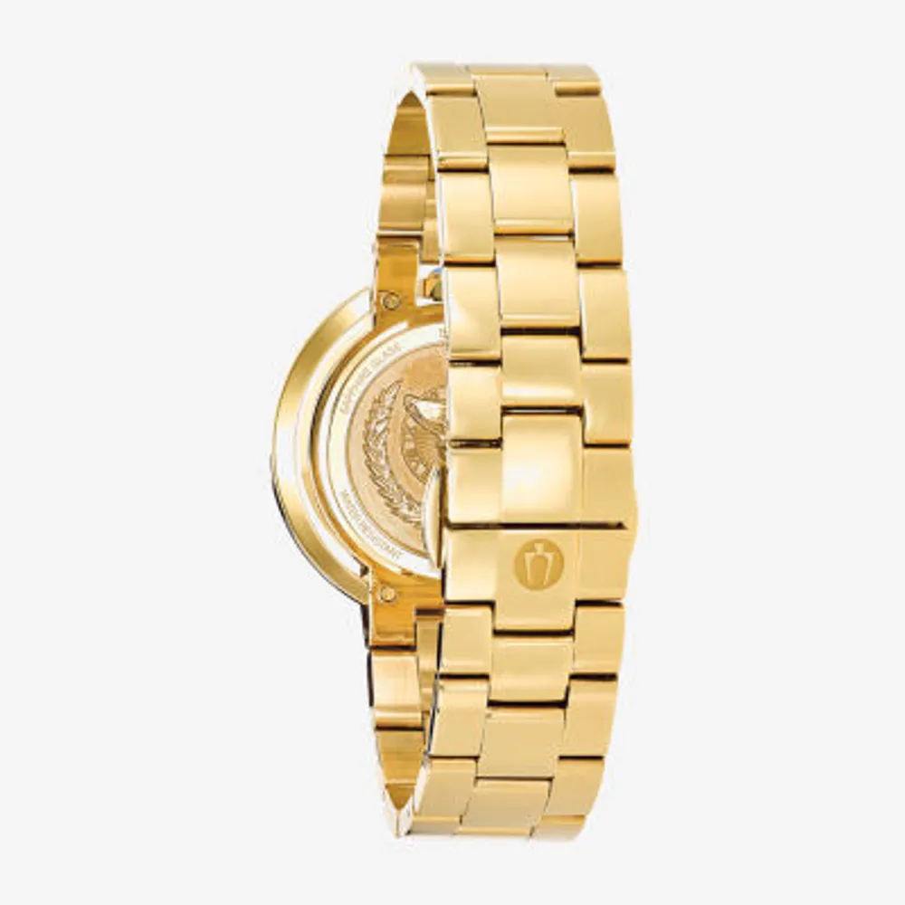 Bulova Rubaiyat Womens Diamond Accent Gold Tone Stainless Steel Bracelet Watch 97p125