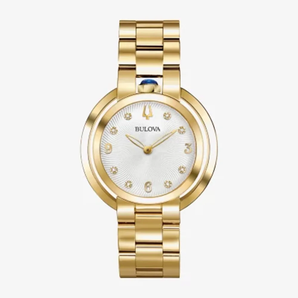 Bulova Rubaiyat Womens Diamond Accent Gold Tone Stainless Steel Bracelet Watch 97p125