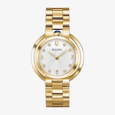 Bulova Rubaiyat Womens Diamond Accent Gold Tone Stainless Steel Bracelet Watch 97p125