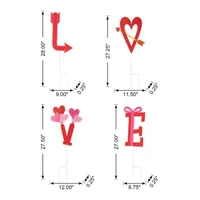 Glitzhome 28"H Set Of 4 Valentine's Stake Holiday Yard Art