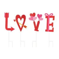 Glitzhome 28"H Set Of 4 Valentine's Stake Holiday Yard Art