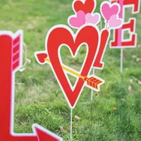 Glitzhome 28"H Set Of 4 Valentine's Stake Holiday Yard Art