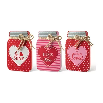 Glitzhome 7"H Set Of 3 Valentine's Tabletop Decor