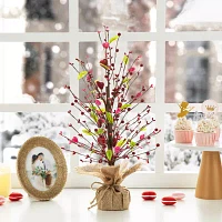 Glitzhome 20"H Valentine's Berry Heart Tree Tabletop Decor