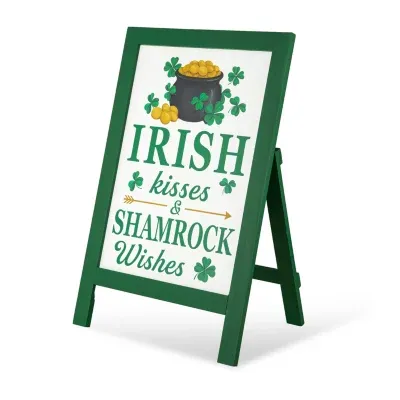 Glitzhome 24"H St.Patrick's Wooden Porch Sign Holiday Yard Art