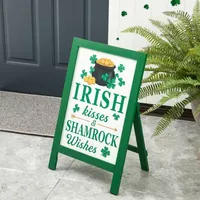 Glitzhome 24"H St.Patrick's Wooden Porch Sign Holiday Yard Art