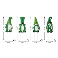 Glitzhome 24"H Set Of 4 St.Patrick's Stake Holiday Yard Art