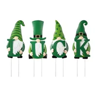 Glitzhome 24"H Set Of 4 St.Patrick's Stake Holiday Yard Art