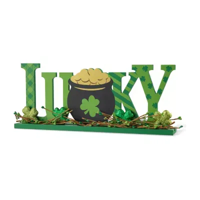 Glitzhome 15.75"D St.Patrick's Lucky Tabletop Decor