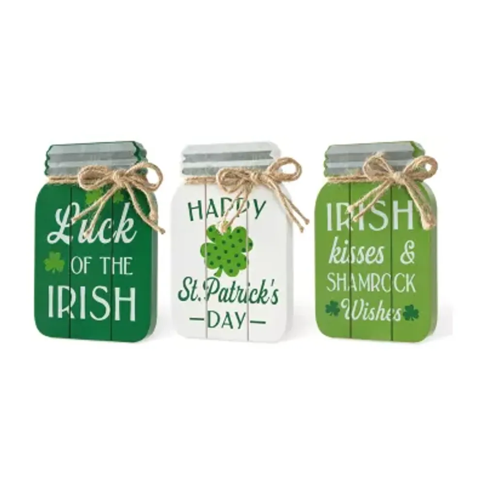 Glitzhome 7"H 3-pc. St. Patricks Day Tabletop Decor