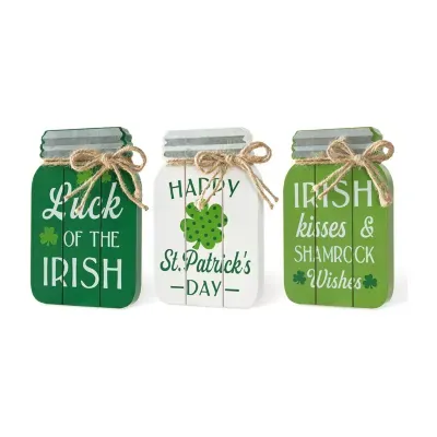 Glitzhome 7"H 3-pc. St. Patricks Day Tabletop Decor