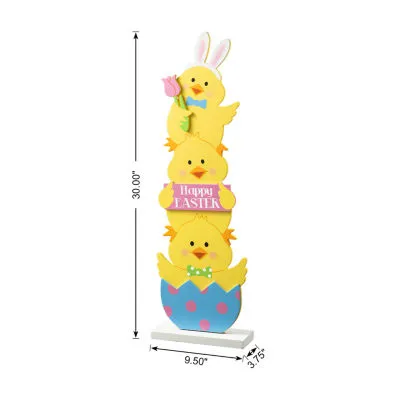 Glitzhome "30""H Stacked Chicks Porch Decor" Easter Yard Art