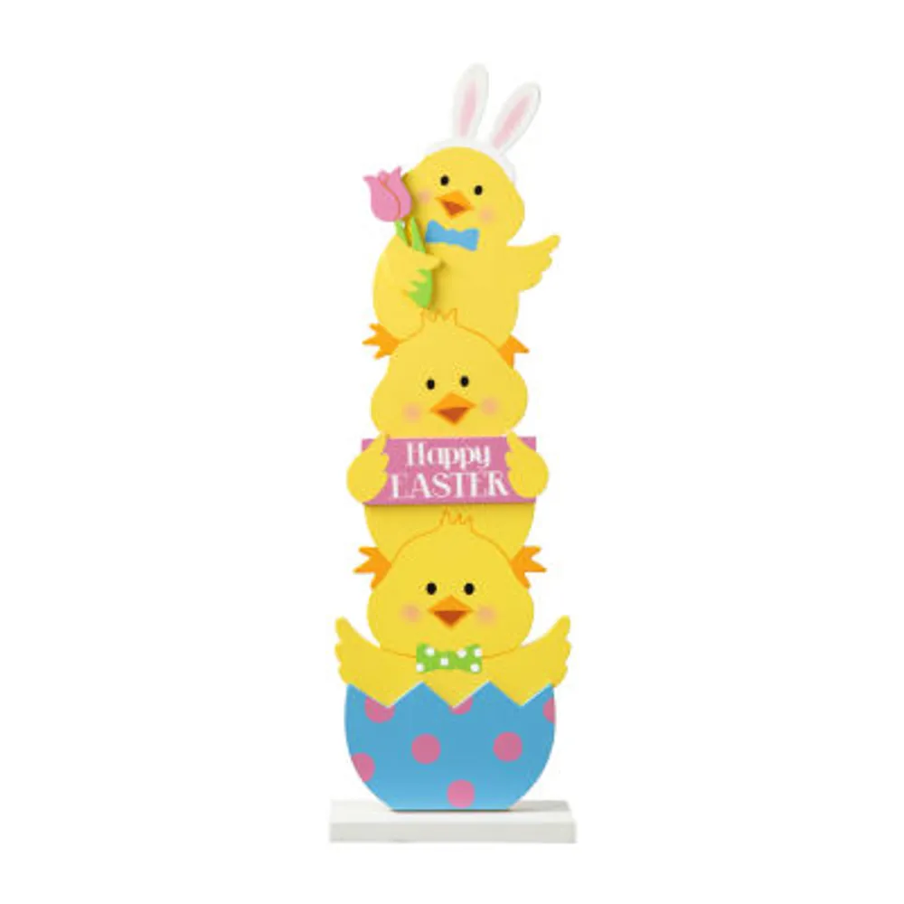 Glitzhome "30""H Stacked Chicks Porch Decor" Easter Yard Art