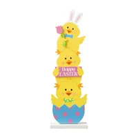 Glitzhome "30""H Stacked Chicks Porch Decor" Easter Yard Art