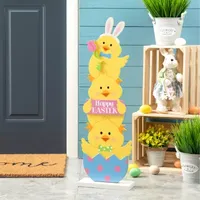 Glitzhome "30""H Stacked Chicks Porch Decor" Easter Yard Art